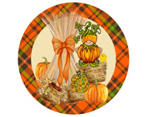 Load image into Gallery viewer, Gnome Fall Sign, Fall Wreath Attachment, Gnome Pumpkin
