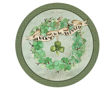 Load image into Gallery viewer, St. Patricks Day Wreath Sign, Primitive Spring Clover Sign, Rustic Farmhouse St. Patty's Day, Spring Attachment, Wreath Attachment