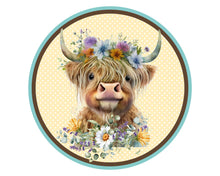Load image into Gallery viewer, Farmhouse Highland Cow Welcome Sign, Wreath Attachment, Farmhouse Cow Decoration, Highland cow decor