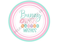 Load image into Gallery viewer, Bunny Kisses Easter Wishes Sign, Bunny Metal wreath sign, Metal Wreath attachment, spring home decor