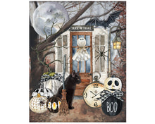 Load image into Gallery viewer, Halloween haunted house sign for wreath attachment, spooky trick or treat home decor, black cat decor
