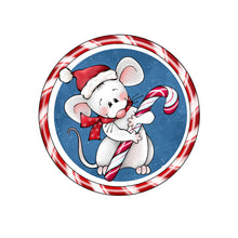 Load image into Gallery viewer, Mouse Christmas sign, Candy Cane Home Decor, Metal Christmas Wreath Sign, Christmas Wreath Decor