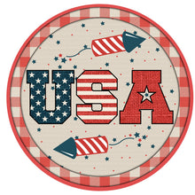 Load image into Gallery viewer, Patriotic metal sign for wreath, Wreath Attachment, 4th of July Summer Wreath Rail attachment, rustic patriotic sign, farmhouse summer