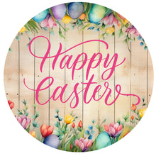 Load image into Gallery viewer, Happy Easter Sign, Easter Egg Decor, Spring Wreath Metal Sign