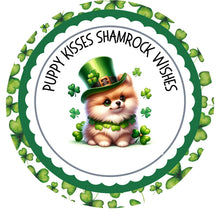 Load image into Gallery viewer, St. Patricks Day Wreath Sign, Metal Pomeranian Leprechaun Sign, Dog Sign, Metal Spring Picture, Wreath Attachment For Irish Decor