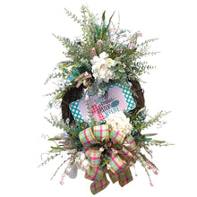 Load image into Gallery viewer, Spring grapevine wreath | Easter flower door hanger | Easter bunny home decoration | twig flower wreath