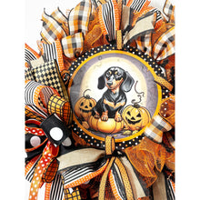 Load image into Gallery viewer, Weiner dog wreath, dashchund dog wreath, gift for dog owner, daschchund door hanger