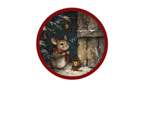 Load image into Gallery viewer, Christmas Mouse Sign, Mouse wreath Sign, Metal Wreath Attachment, woodland christmas decor