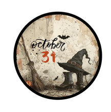 Load image into Gallery viewer, Halloween witch sign, black and orange fall decoration, primitive Salem witch sign, wreath attachment