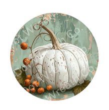 Load image into Gallery viewer, Fall Blue and Orange Pumpkin Sign, Fall Wreath Attachment, Pumpkin wreath sign, Thanksgiving wreath sign, Pumpkin home decor
