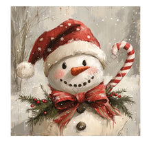 Load image into Gallery viewer, Country Christmas, primitive snowman Christmas sign, Metal Wreath Attachment, woodland christmas decor, farmhouse Christmas decoration