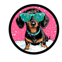 Load image into Gallery viewer, Dashchund dog Christmas sign, Metal wreath sign, doxie dog decor, weiner dog sign, Christmas dog decoration, Wreath attachment