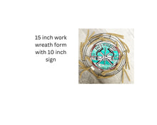 Load image into Gallery viewer, Football sign, Chiefs Football sign, Football wreath attachment, Red and yellow Sports team sign,Metal wreath sign