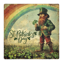 Load image into Gallery viewer, St. Patrick's Day Wreath Sign with Leprechaun, Rainbow St Pattys Day sign, Good Luck sign wall art, Spring Wall decor for March