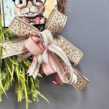 Load image into Gallery viewer, Easter Bunny Wreath, Rustic Spring Door Decor, Farmhouse Bunny Wreath , Grapevine Wreath with Bow, Handmade Easter Wreath, Front Door Decor