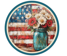 Load image into Gallery viewer, Patriotic Wreath Sign, American Flag Floral Print, 4th of July Farmhouse Decor, Red White and Blue Wall Art, Memorial Day Decor