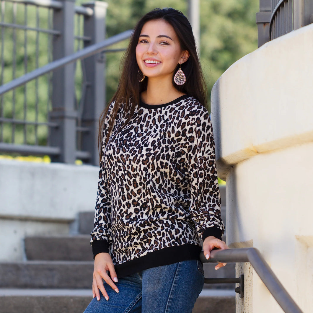 Leopard Print Long Sleeve Top - Leopard