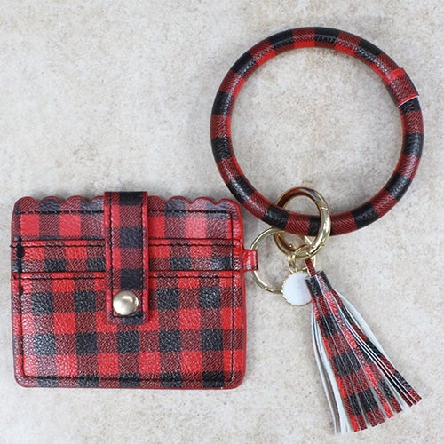 Key Chain With Wallet - Plaid