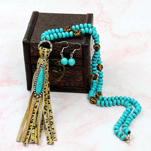 Turquoise and Tassels Necklace