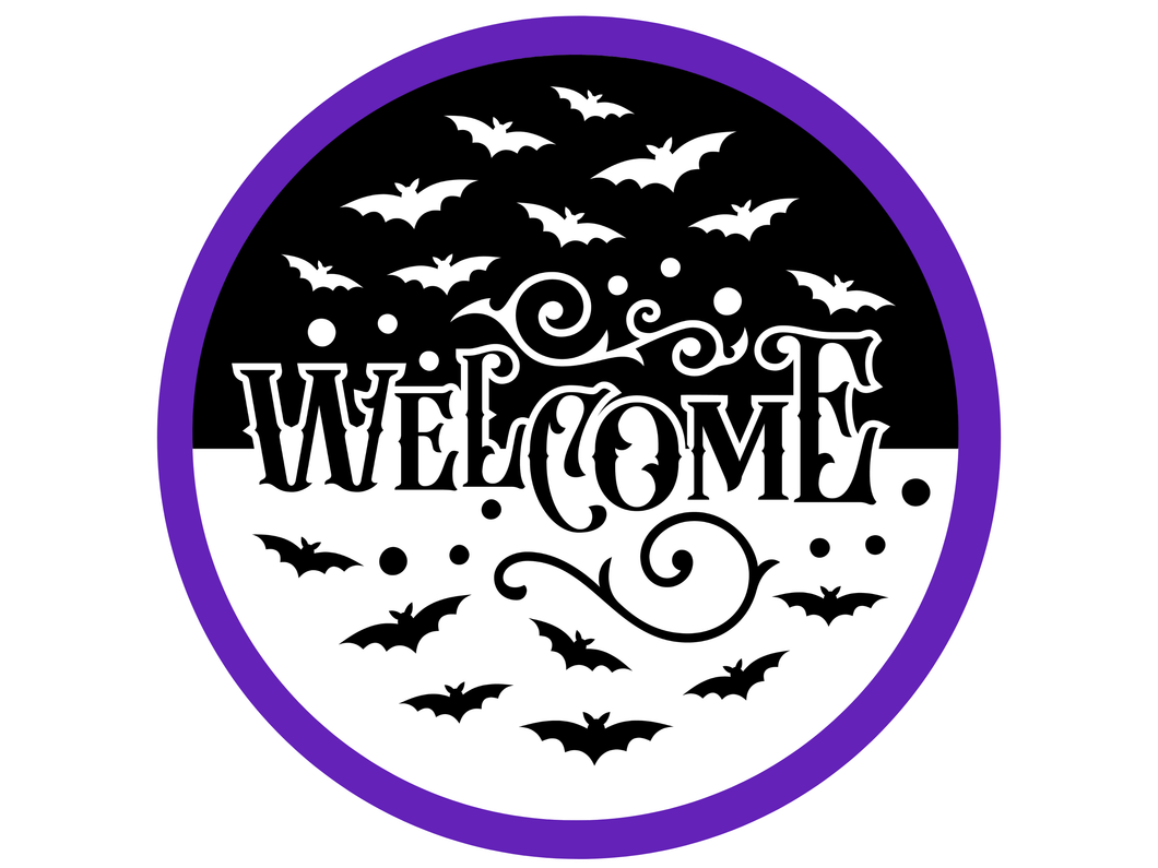 Halloween Welcome Wreath with Bats – Spooky Door Sign, Gothic Front Door Decor, Halloween Porch Decor, Fall Wall Hanging (Copy) (Copy)