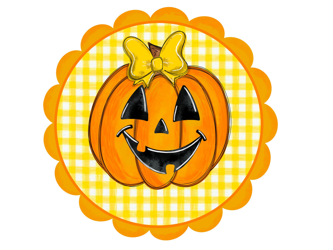 Jack O Lantern yellow and orange Halloween Sign, Fall Wreath Attachment, Pumpkin wreath sign