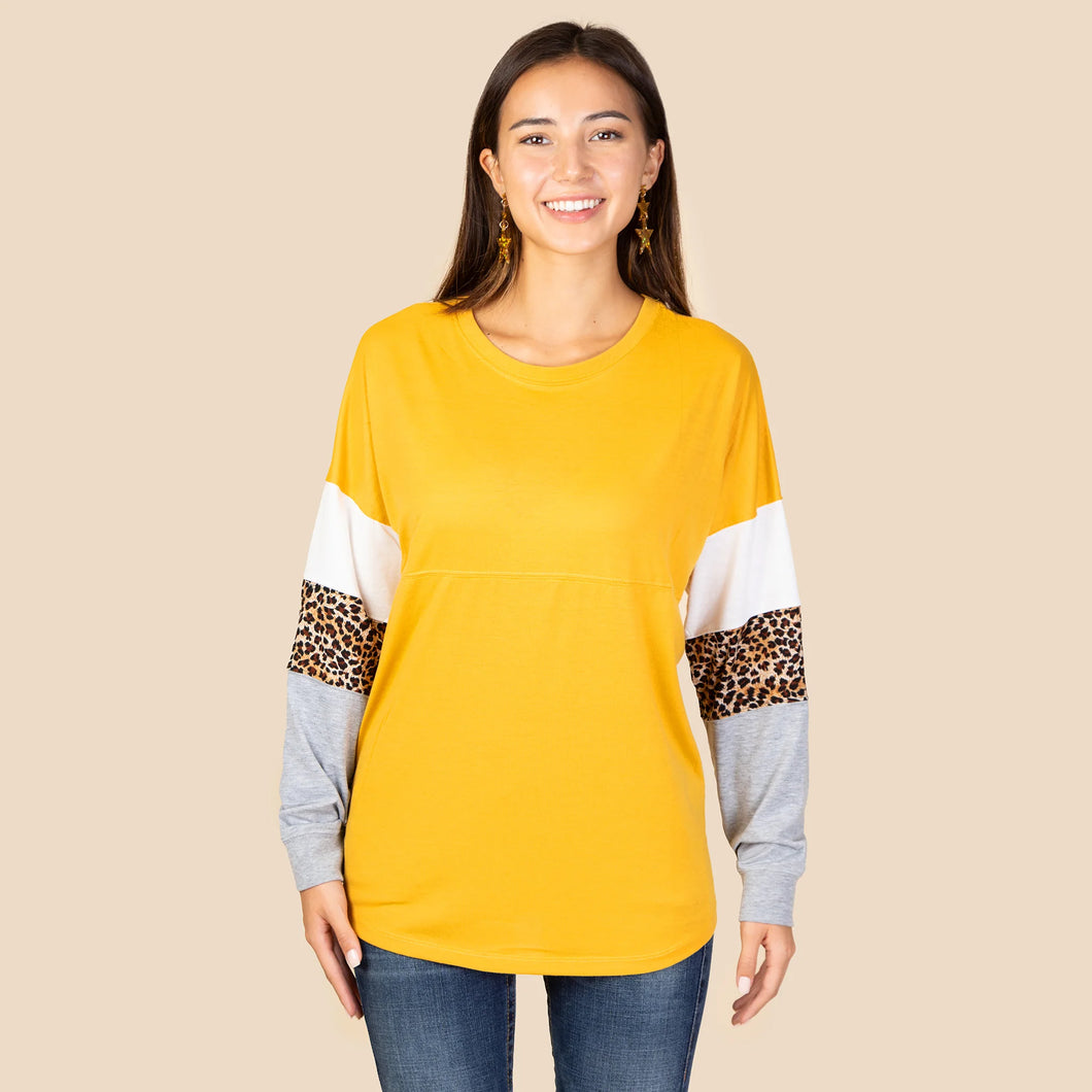 Leopard Sleeve Spirit Jersey Top