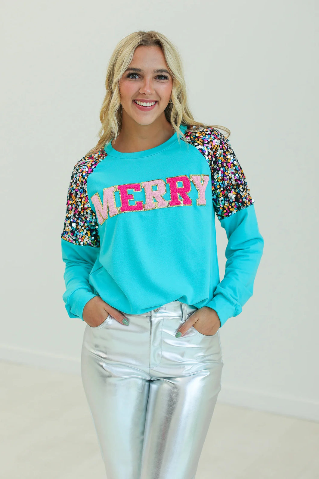 MERRY Turquoise Sweatshirt - Turquoise