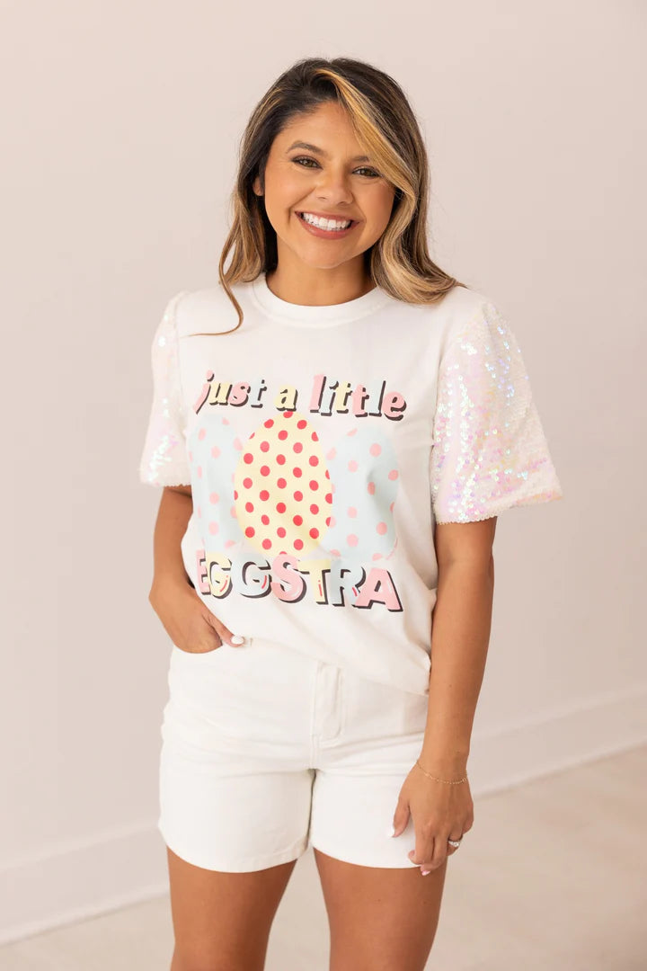 Little Eggstra on Princess Top, White