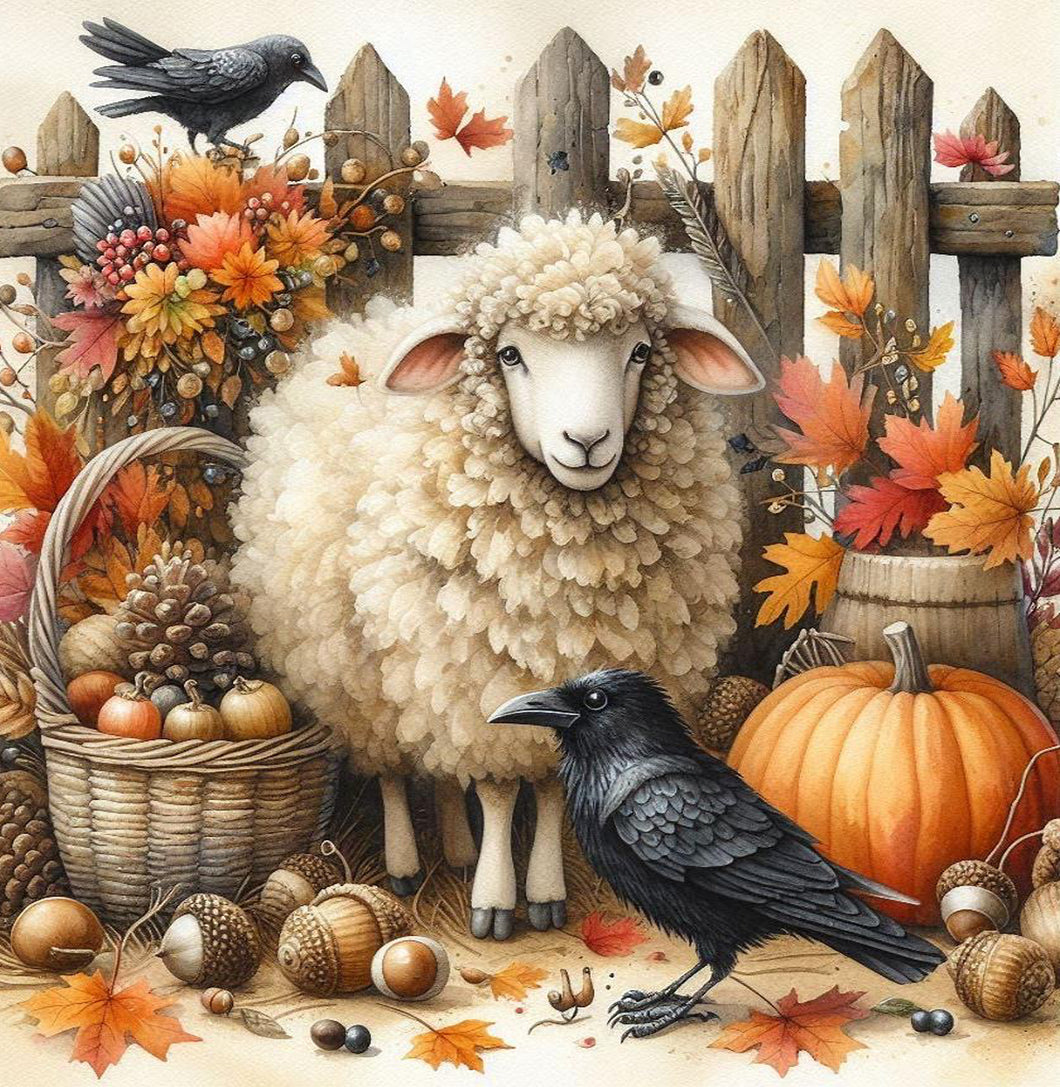 Farmhouse Metal Wreath Sign, Sheep Sign, Primitive Sheep,  Fall Home Decoration, Rustic Fall decor