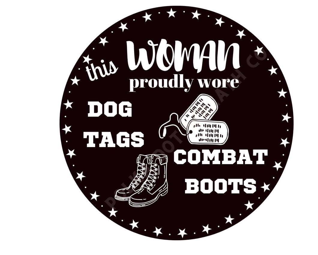 Military Veteran Sign, Patriotic Metal wreath sign, Metal Wreath attachment, Combat Boots Sign