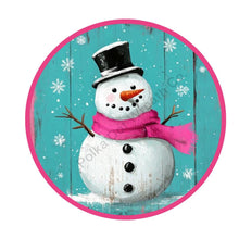 Load image into Gallery viewer, Snowman winter sign for wreath, Metal wreath sign, Snowman home decor for Christmas, Primitive snowman
