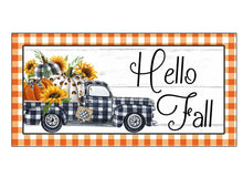 Load image into Gallery viewer, Fall sign with Truck filled with pumpkins
