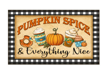 Load image into Gallery viewer, Pumpkin Spice Wreath Sign, Pumpkin spice decoration, fall wreath sign, buffalo plaid farmhouse
