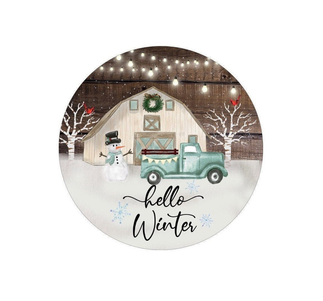 Barn Farmhouse Christmas Sign, Sublimation Wreath Sign, Metal Wreath Attachment