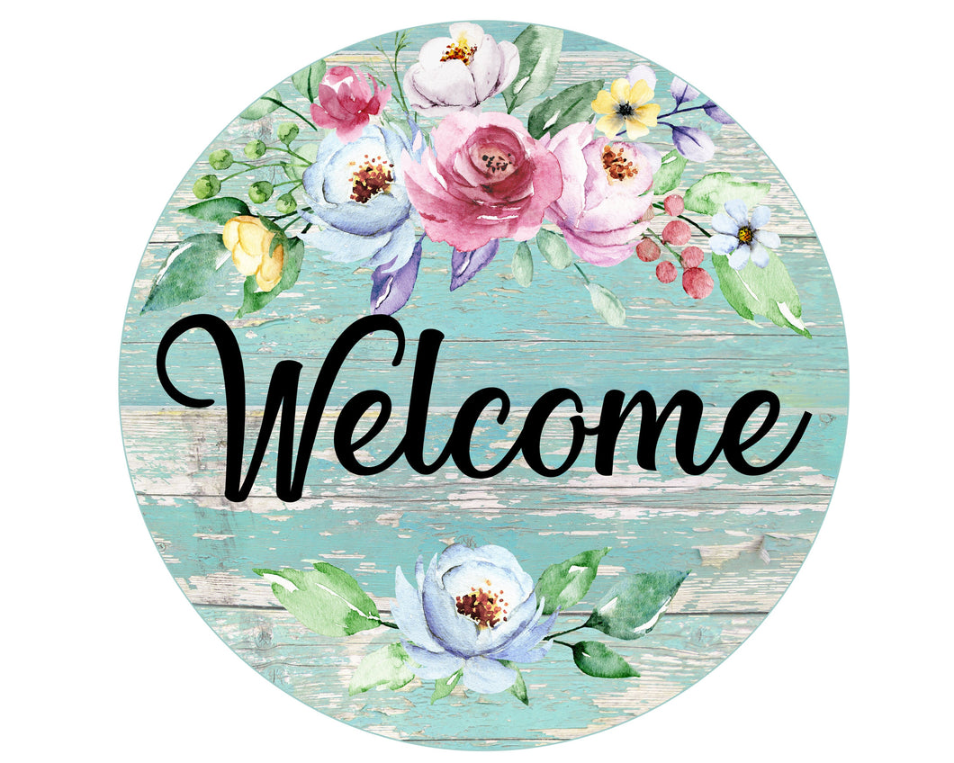 Welcome Spring Sign, Spring Wreath Attachment, Floral Welcome Sign