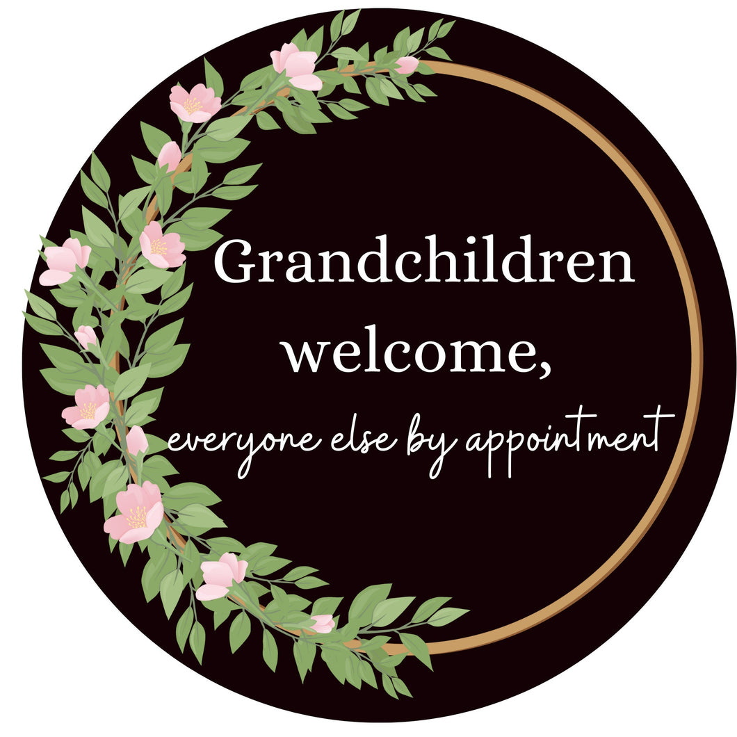 Grandchildren welcome sign, Welcome Everyday Sign, Wreath Welcome Attachment, Everyday Wreath