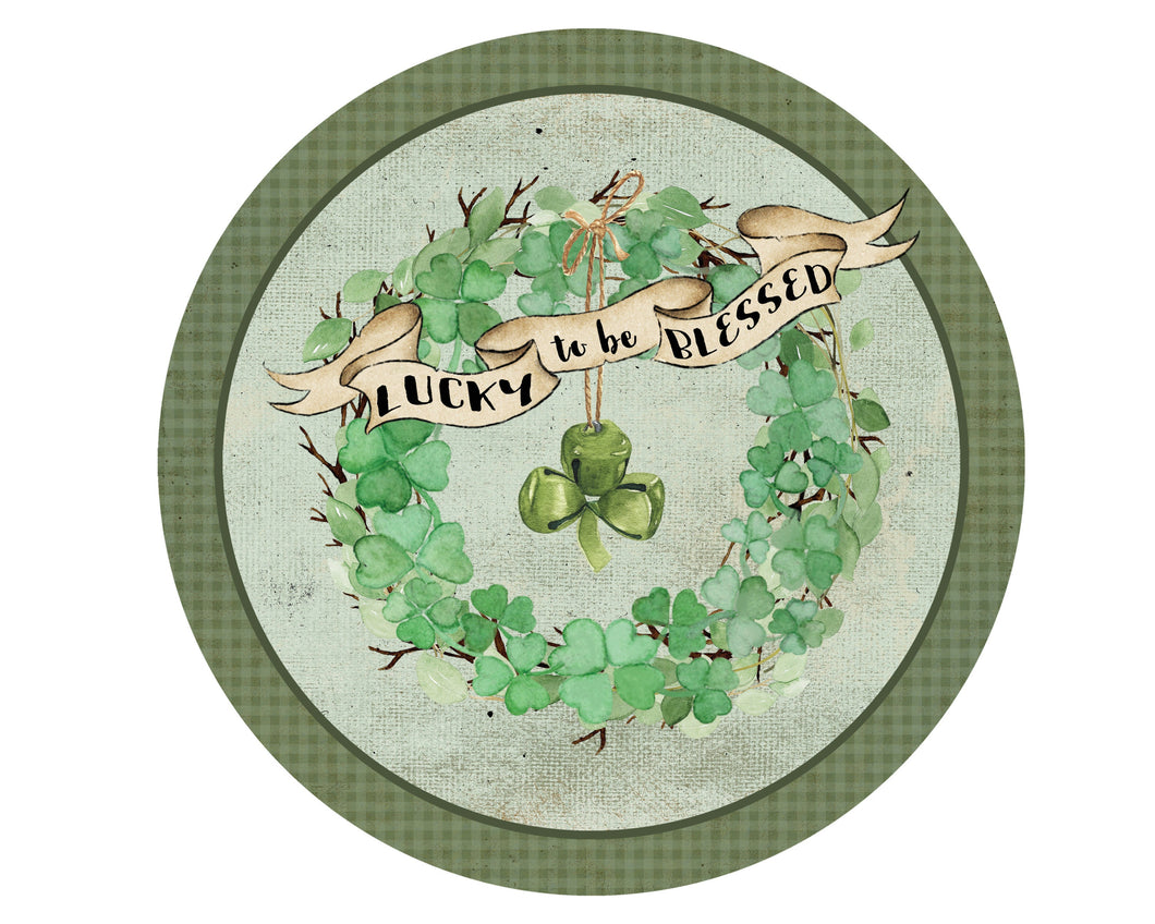 St. Patricks Day Wreath Sign, Primitive Spring Clover Sign, Rustic Farmhouse St. Patty's Day, Spring Attachment, Wreath Attachment
