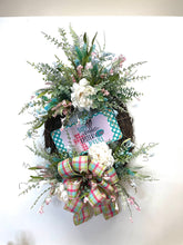 Load image into Gallery viewer, Spring grapevine wreath | Easter flower door hanger | Easter bunny home decoration | twig flower wreath
