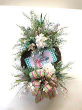 Load image into Gallery viewer, Spring grapevine wreath | Easter flower door hanger | Easter bunny home decoration | twig flower wreath
