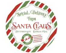 Load image into Gallery viewer, Retro Santa Christmas sign, Polka Dot Attachment, Farmhouse Wreath Decor, santa claus sign, saint nick
