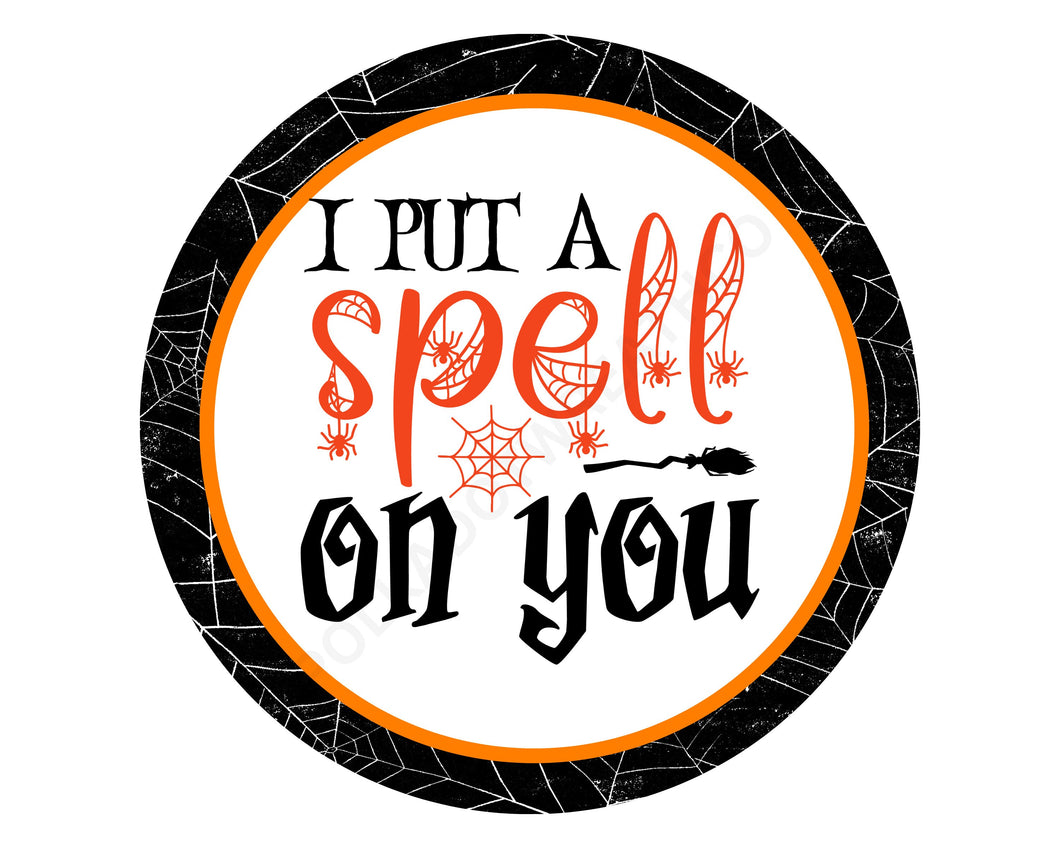 Halloween metal wreath sign, I put a spell on you witch sign, Halloween home decor