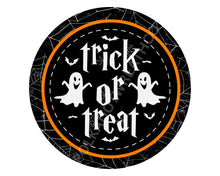Load image into Gallery viewer, Halloween metal wreath sign, Trick or treat Halloween sign for your home, Halloween home decor
