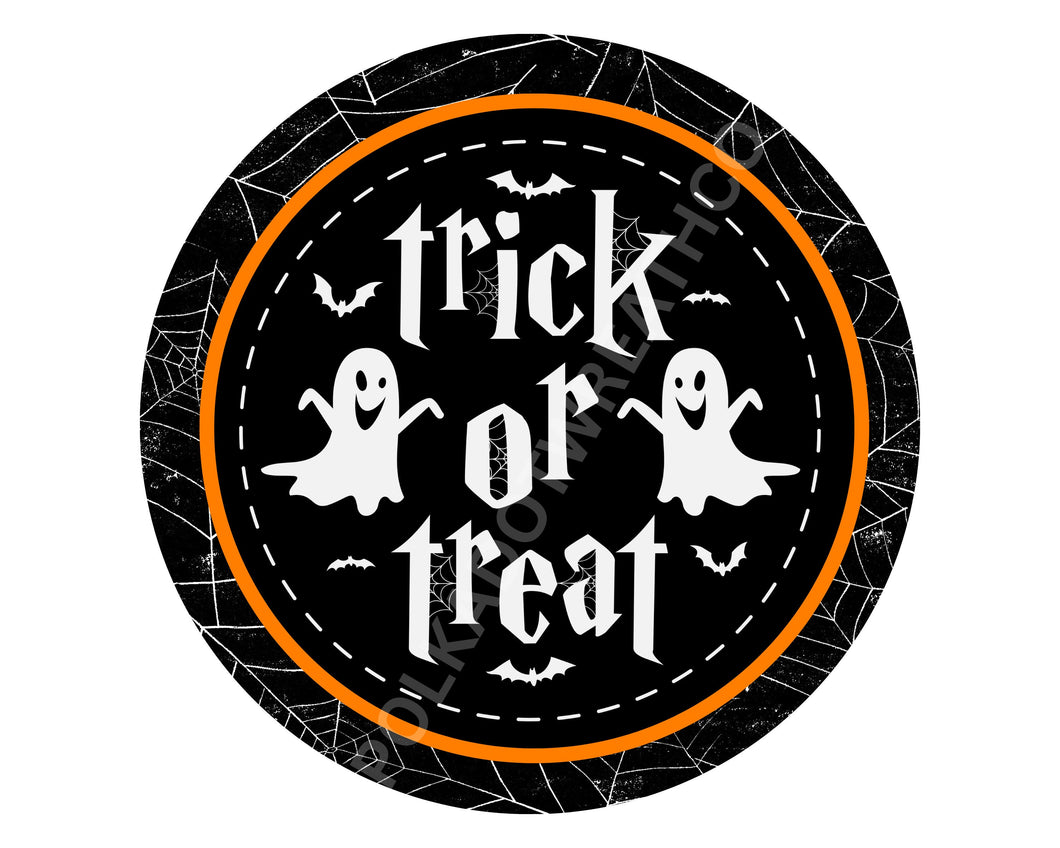 Halloween metal wreath sign, Trick or treat Halloween sign for your home, Halloween home decor