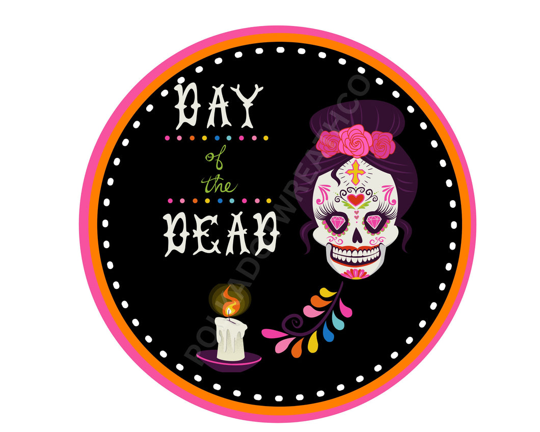 Day of the Dead Home Decor, Halloween Sign for Wreath, Metal Fall Wreath Sign, Spooky Wreath Sign