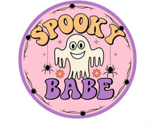 Load image into Gallery viewer, Retro ghost sign for Halloween home decor, pink Halloween decor, pastel fall decorations
