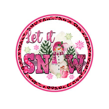 Load image into Gallery viewer, Pink Christmas snowman sign, christmas light sign Attachment, Christmas Wreath Decor
