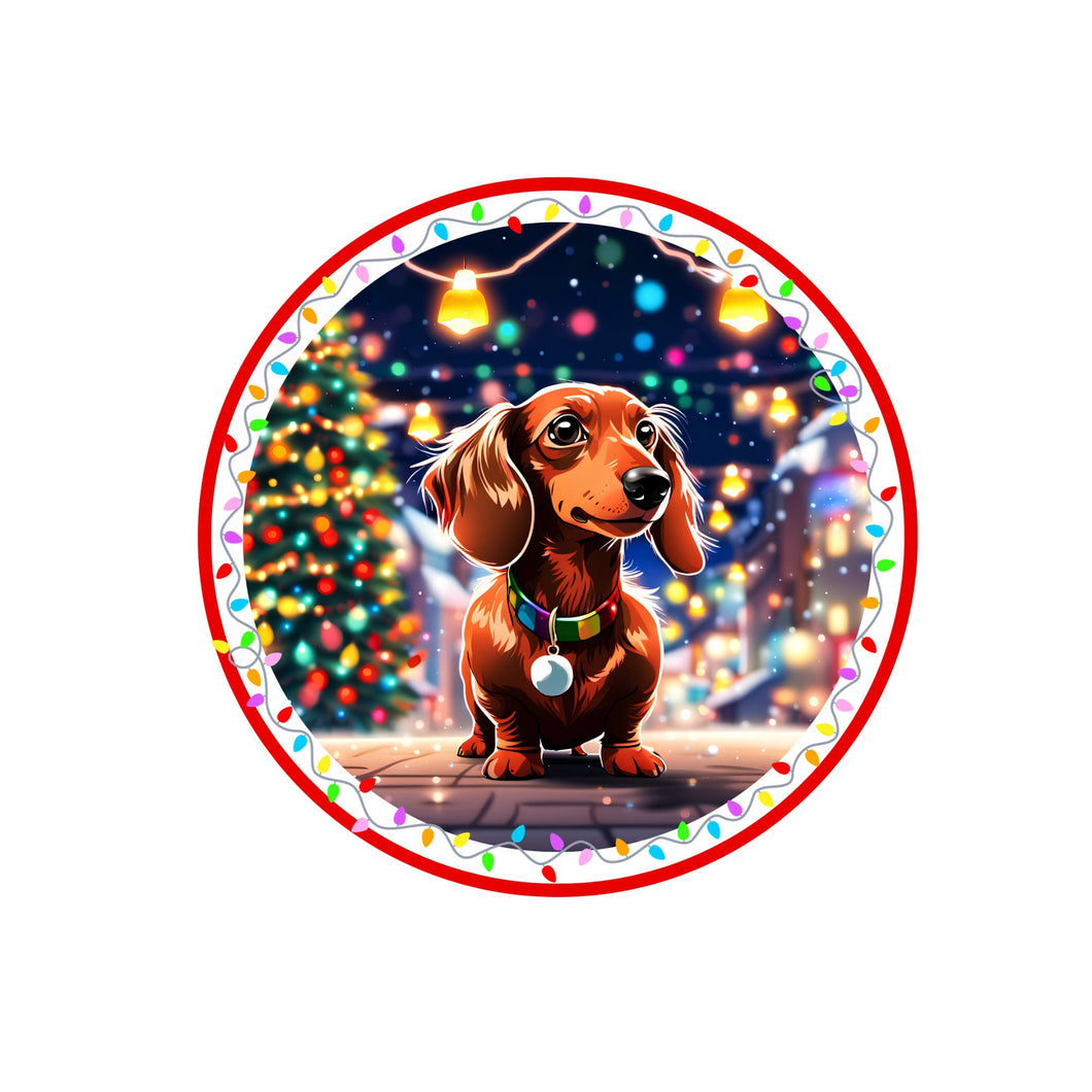 Dashchund Holiday  Christmas sign, Weiner dog owner gift, Sausage Dog Christmas Wreath Decor