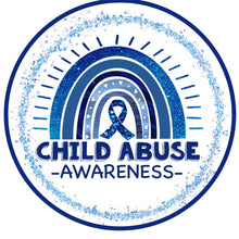 Load image into Gallery viewer, Child abuse awareness ribbon, blue ribbon cancer cure sign, wreath metal attachment, cause signs for wreaths
