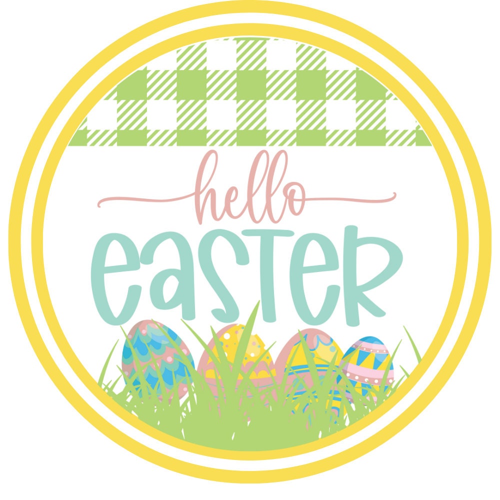 Spring Wreath Sign, Easter Bunny Sign, Metal Wreath Attachment