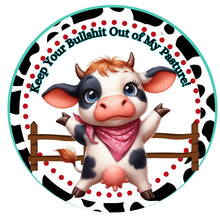 Load image into Gallery viewer, Farmhouse Holstein Cow Welcome Sign, Funny Wreath Attachment, Farmhouse Cow Decoration,Black and white cow decor

